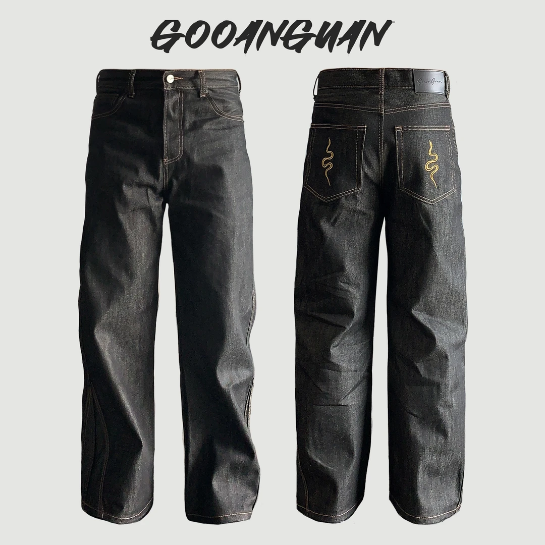 「蛇年限定」原牛重磅13oz纯棉牛仔裤cleanfit美式休闲直筒牛仔裤男