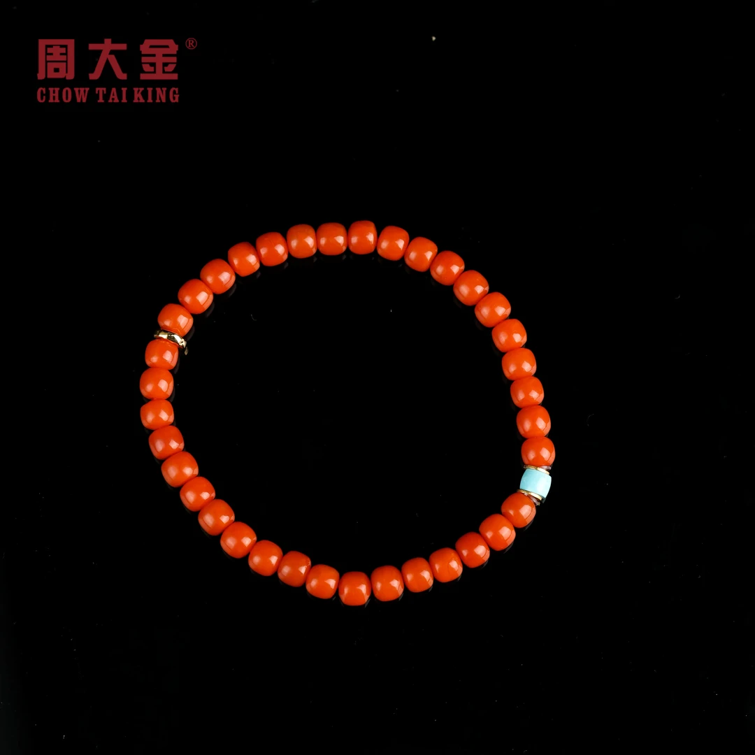【周大金玉石】18K金南红圆珠手串-S3842-娟