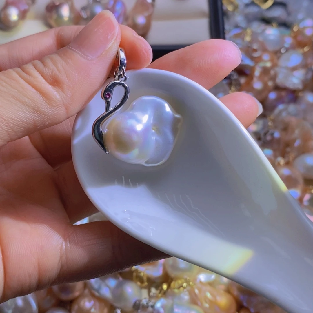 银S925镶嵌淡水珍珠微瑕