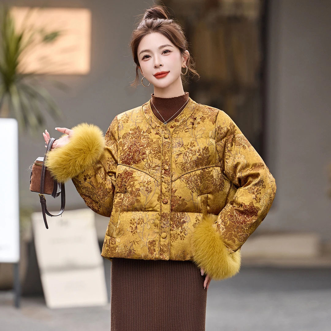 时尚女款中国风民族风保暖秋冬加厚短款百搭宽松冬季新款羽绒服2
