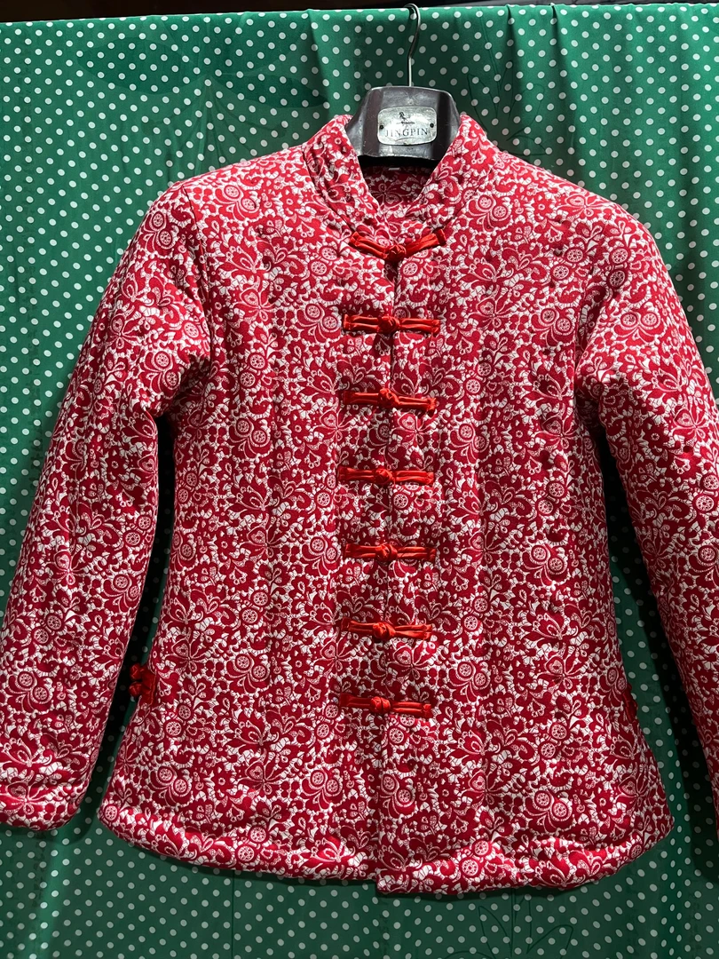 边敏手工棉衣新中式牛奶丝中式领有弹力