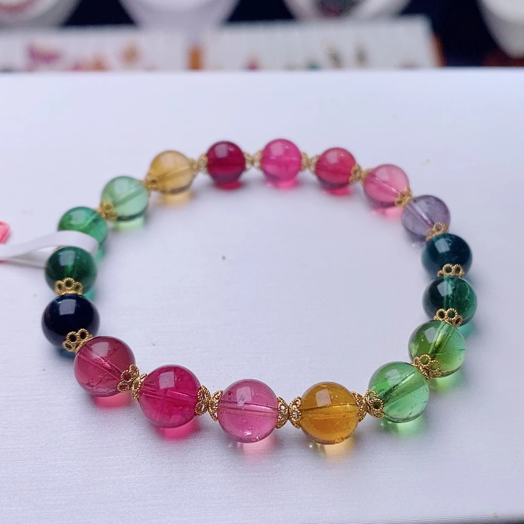 碧玺手链18K金镶嵌茼***m碧玺手链