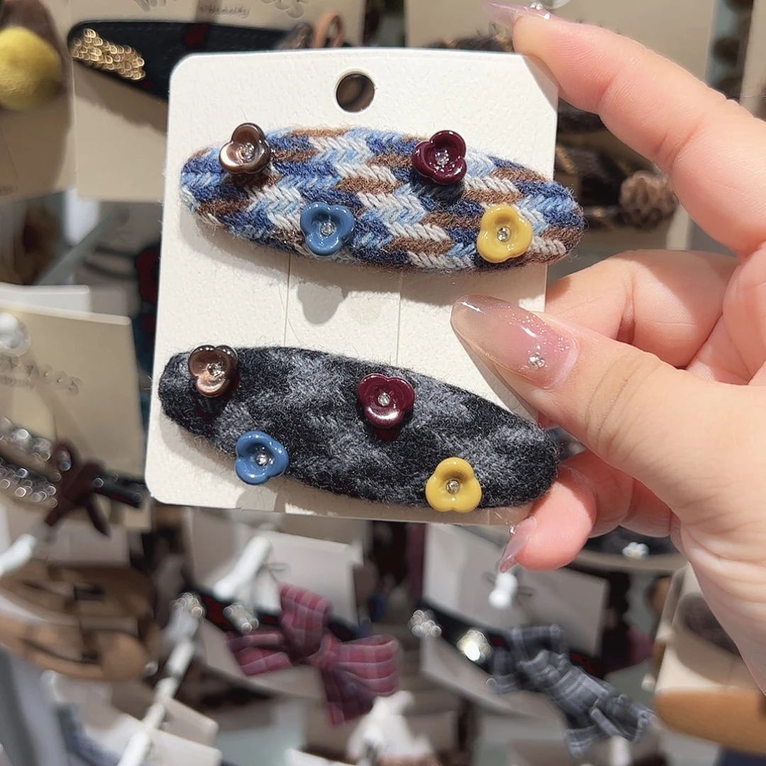 非金属千鸟格小花掰掰一对