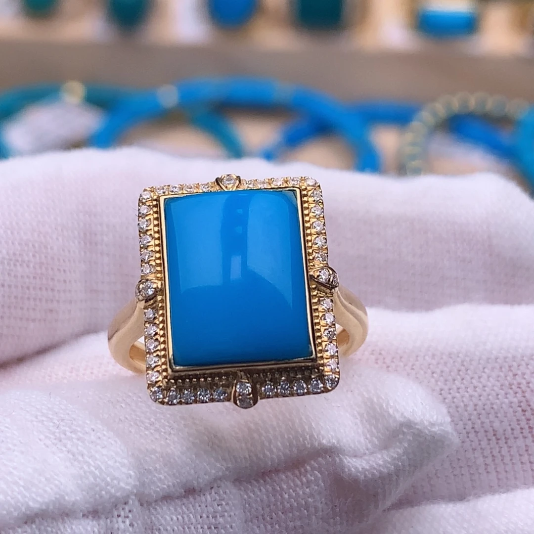 绿松石18K金镶嵌珠宝奇石