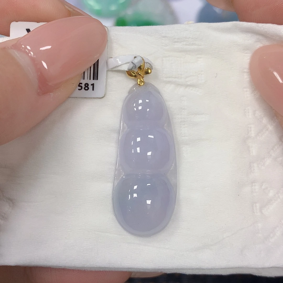 颈饰18K金镶嵌翡翠天然缅甸a货翡翠百元以上九米证书费自理