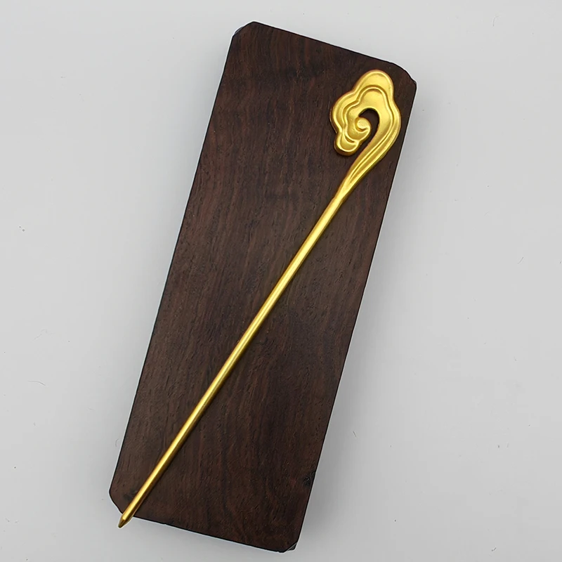 古风简约复古如意云簪子时尚百搭古典金色发簪国风精美磨砂盘发簪