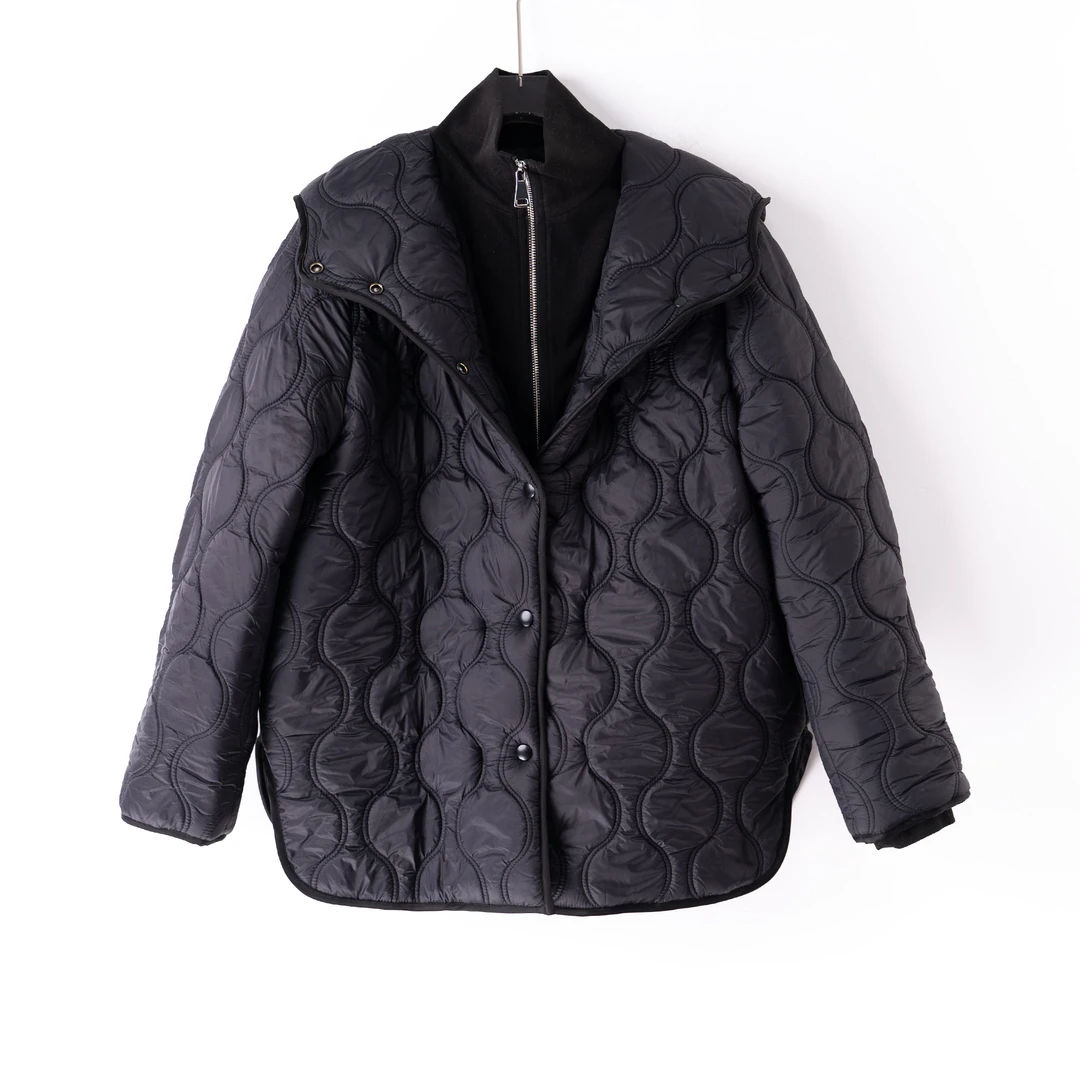 PW241227秋冬新款加厚绗棉棉衣棉服保暖显瘦大码短款宽松假两件