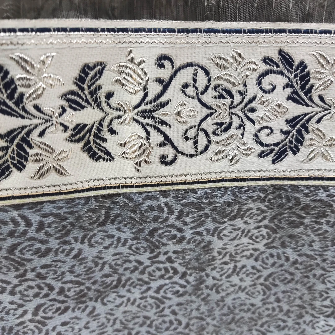 8332灰色拼绣纱帘宽5.5米一片高度2.75米挂钩款