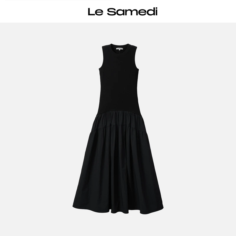 Le Samedi【摩登伦巴】分段式打揽裙摆 时髦无袖背心小黑裙