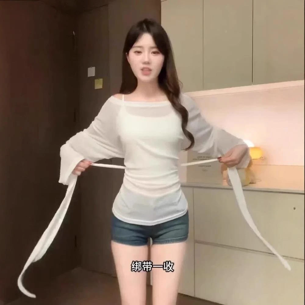 白色防晒罩衫薄纱上衣女三穿绑带时尚设计感夏日度假多巴胺穿搭潮