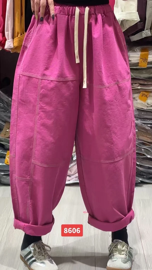 春季牛仔洗水棉压明线休闲老爹裤百搭女裤