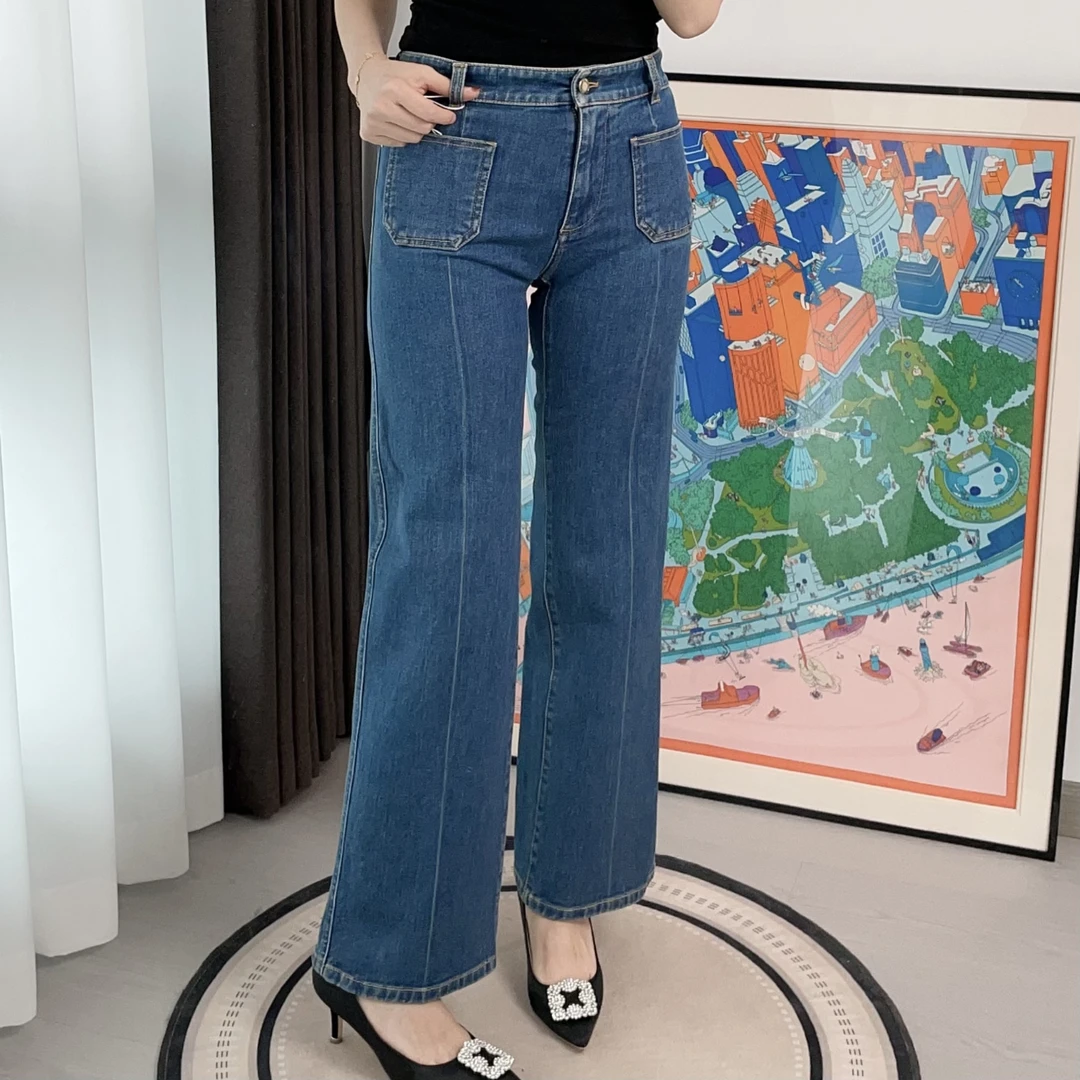 95新 LouisVuitton/路易威登 宽腿裤34码蓝色/250814WYY8XA2