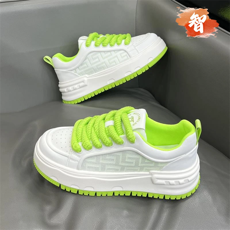 小智家男鞋2025夏季新款低帮布面透气厚底增高印花青少年休闲板鞋