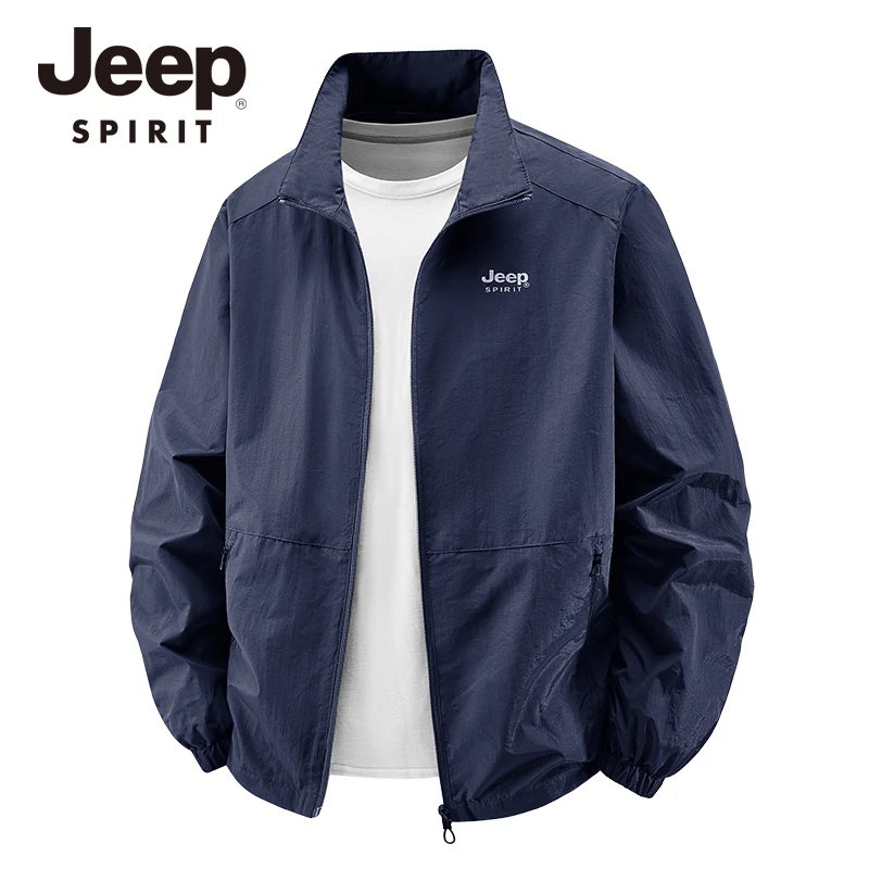 JEEPSPIRIT吉普外套男秋季新款立领宽松上衣户外休闲大码薄款夹克