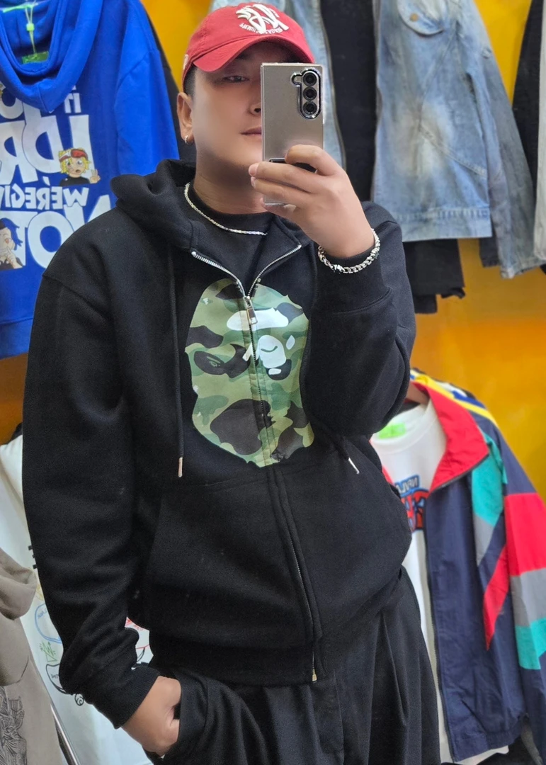 欧美迷彩风连帽拉链卫衣春夏秋男女情侣款休闲外套