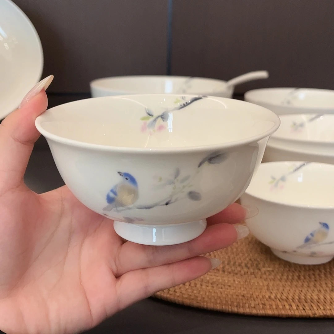 瓷片春风和雀高足碗