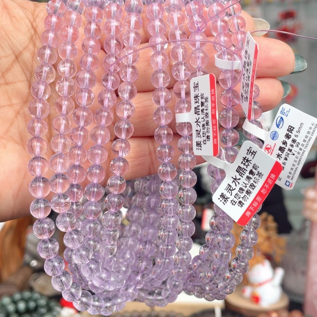 水晶手串未镶嵌6.5mm薰衣草阿塞多圈手串多样性发其一