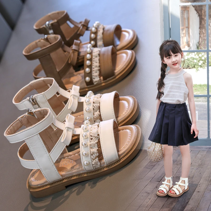 ABC25潮款夏季新款中大童鞋儿童凉鞋女童洋气罗马鞋公主凉鞋