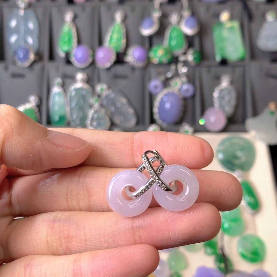 翡翠银S925镶嵌吊坠(不含链)