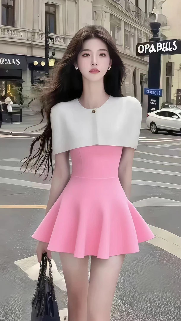 樱花粉小众设计感新款辣妹气质显瘦连衣裙修身新款夏季纯欲个性