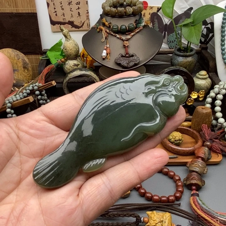 岫岩河磨玉（透闪石质玉）未镶嵌把件酌*