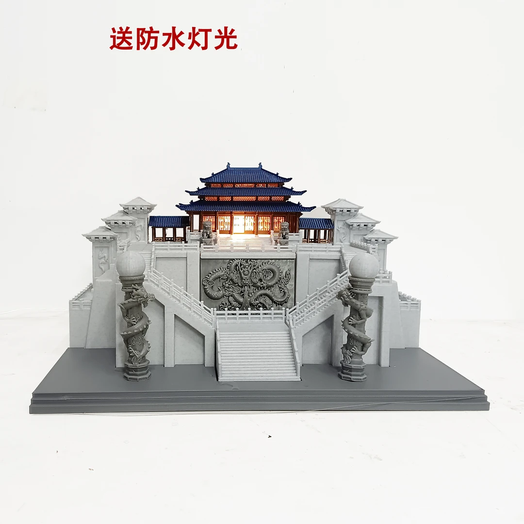 鱼缸造景古建筑鱼缸造景微景观摆件水陆缸3D打印模型-云顶天宫