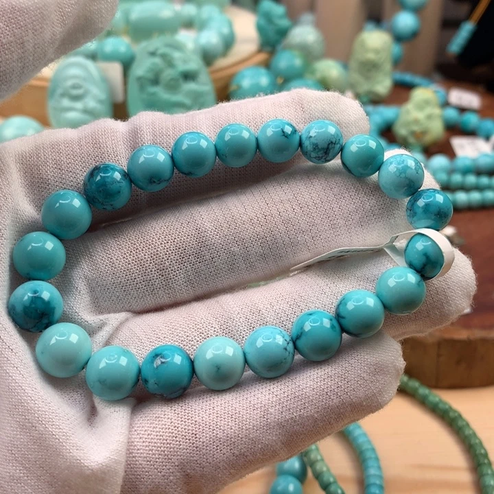 绿松石未镶嵌珠宝奇石水草圆珠单圈8.5mm