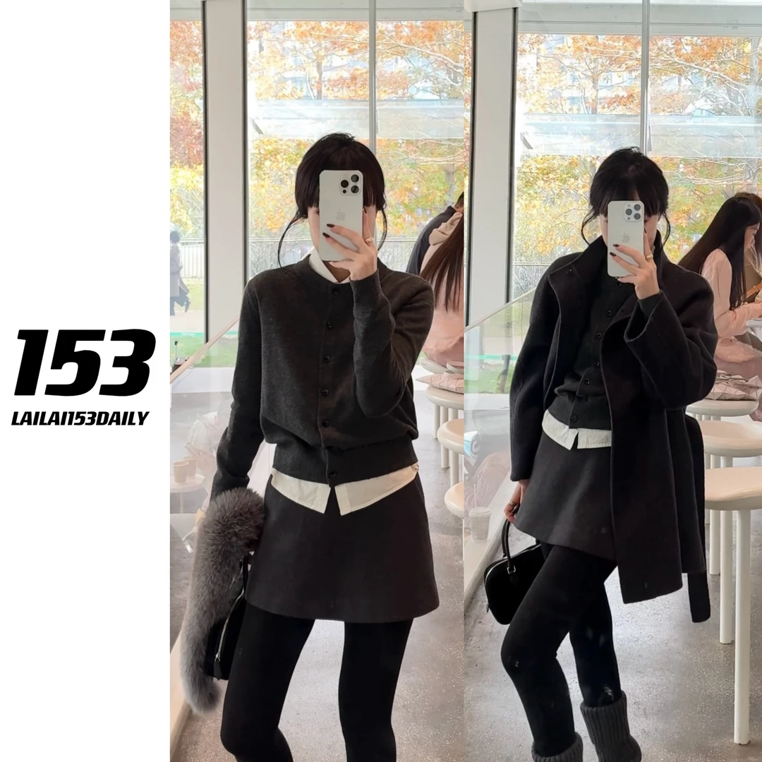 【153的日常】羊毛内搭灰针织气质短款时尚秋冬休闲上衣25QZ7454