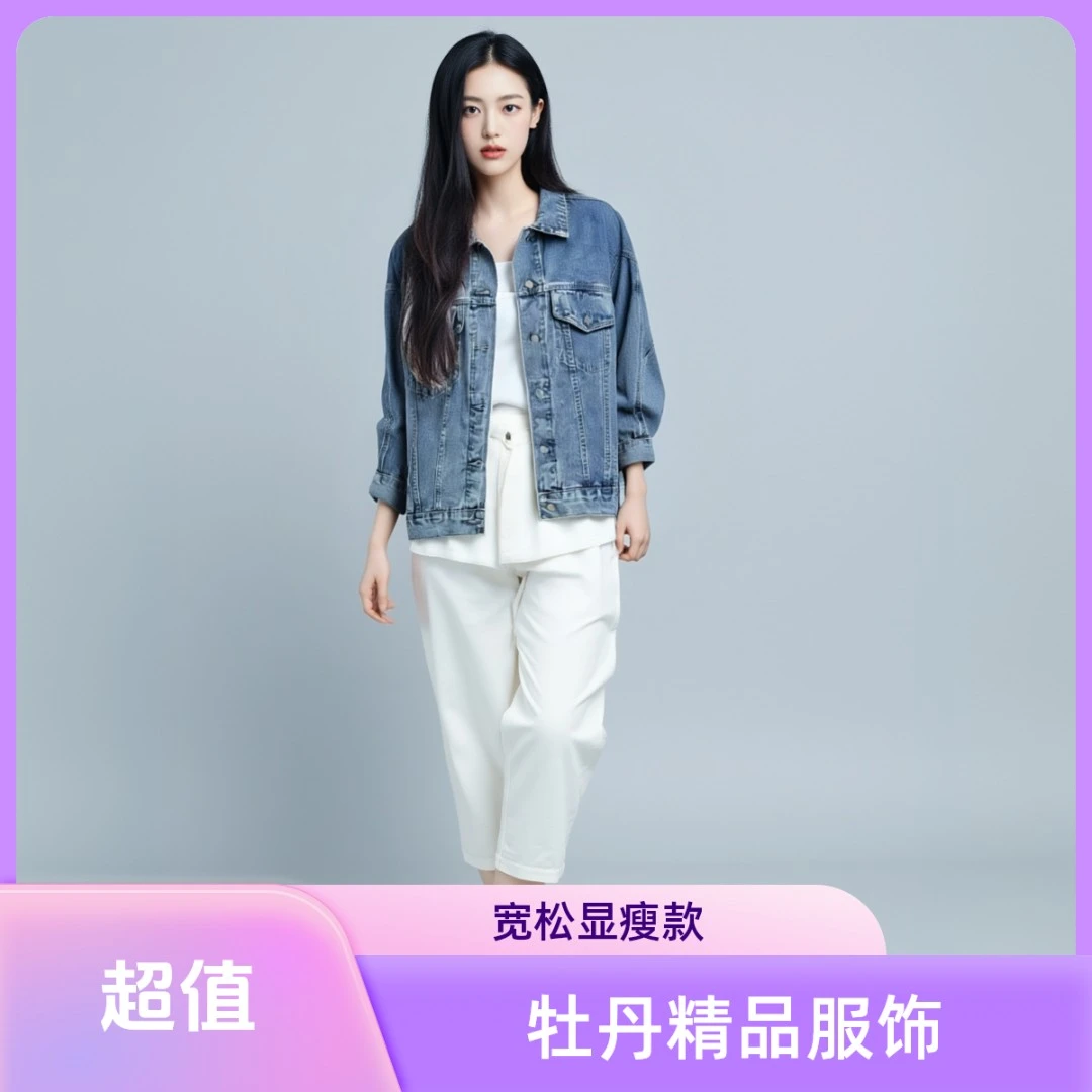 主播推荐~001-100潮流百搭宽松显瘦复古韩版牛仔外套男女四季款