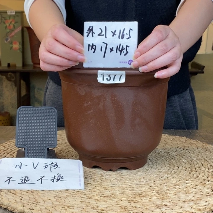 花盆紫砂   开播福利微微瑕紫泥金钟1377