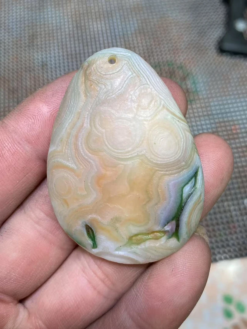 阿拉善奇石画面型石花眼吊坠手把件100