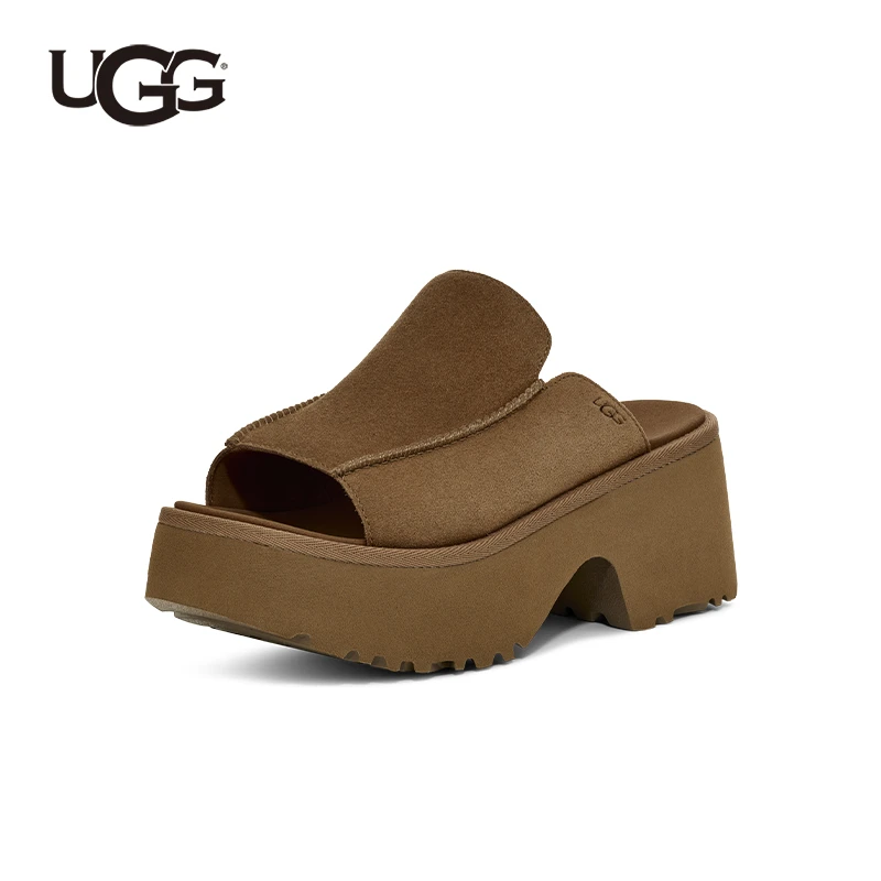 UGG夏季新款女士时尚舒适纯色坡跟厚底露趾休闲一字拖鞋 1167476