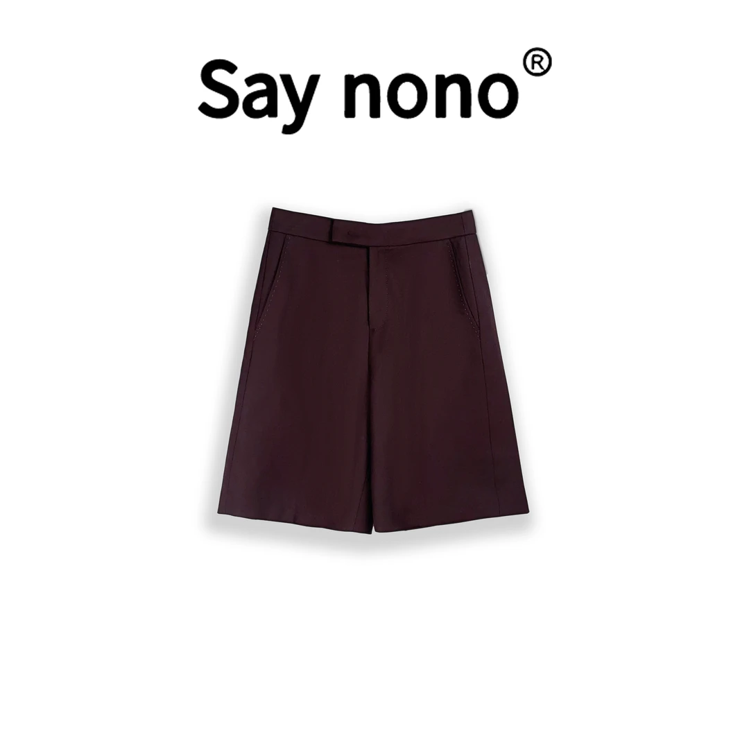 懒猫nono│Saynono 时尚进口澳毛高腰显瘦五分裤短裤西裤 F8151