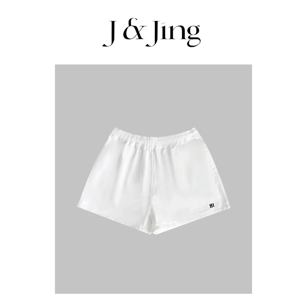 J&Jing-「fever白牛」-上新~博主同款白色宽松刺绣短裤MD24137