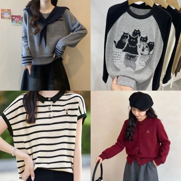 【② 号链接】法式外穿半开高领针织衫女士早秋冬叠穿保暖内搭上衣