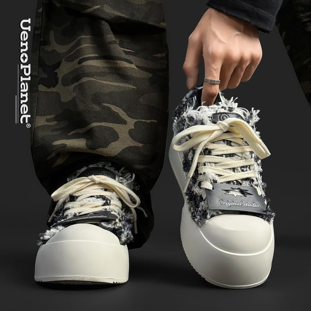 上野行星小香风厚底增高板鞋男女款休闲大头鞋夏季透气软底帆布鞋