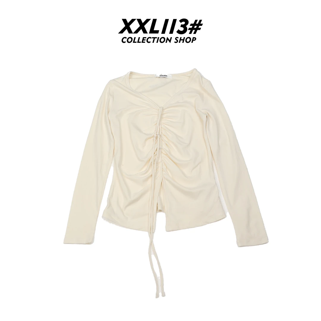 113* CENTRALIZED SHOP常规袖V领木耳边辣妹T恤X5F27H6639