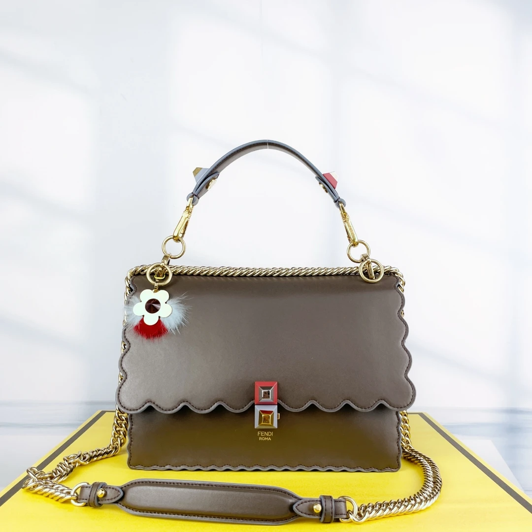 95新 FENDI/芬迪 棕色手提单肩包C920166 0345