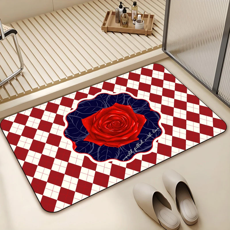 牧居红方片45*70吸水硅藻泥速干家用脚垫