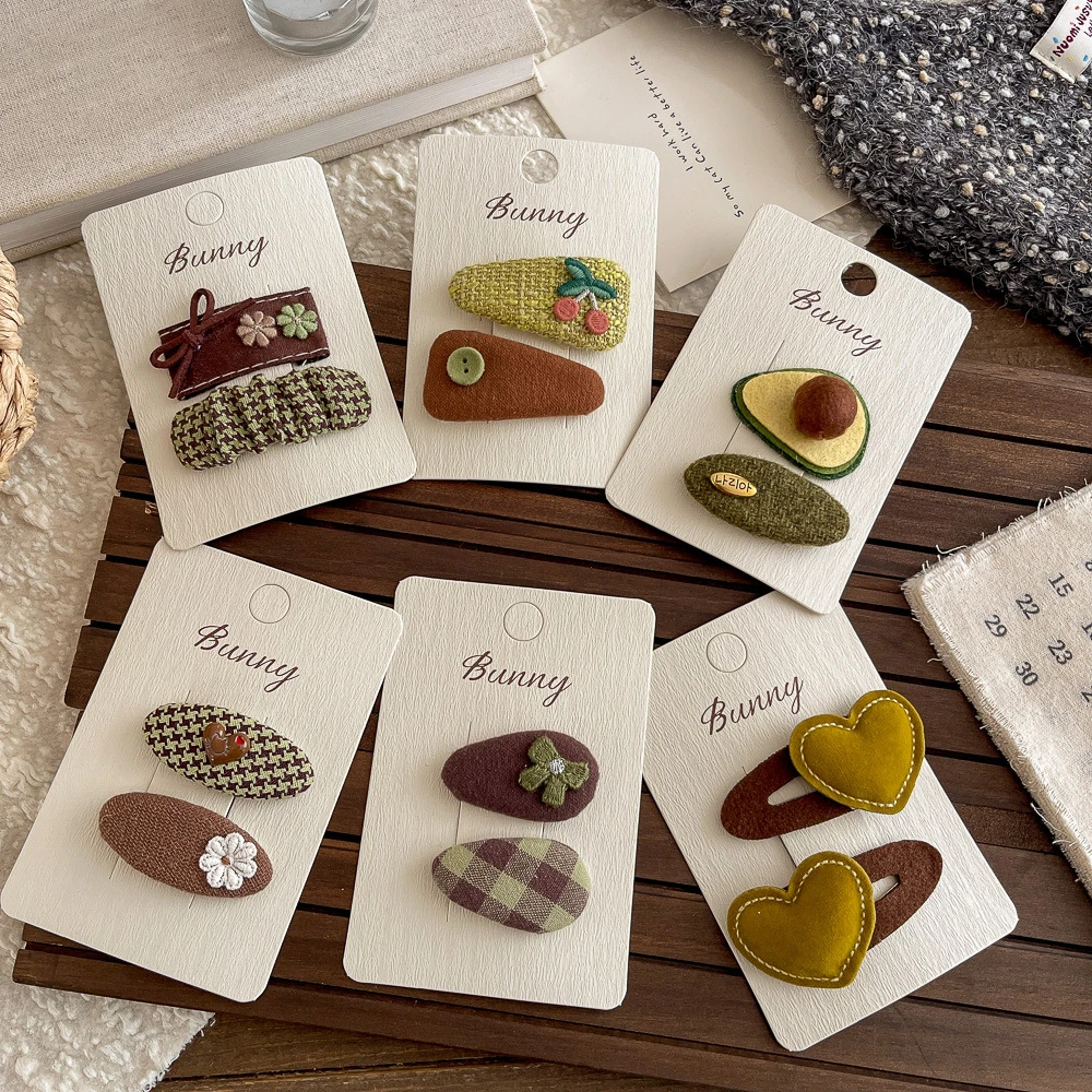 2025可露丽几何爱心发夹秋冬高级感时尚格纹发饰发卡后脑勺碎发夹