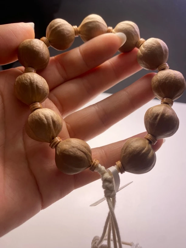 原皮正圆老料文玩收藏高颜值橄榄核手串素串手持