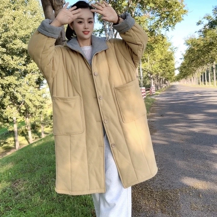 新疆棉棉花衣宽松韩系风格戴帽子家居棉服