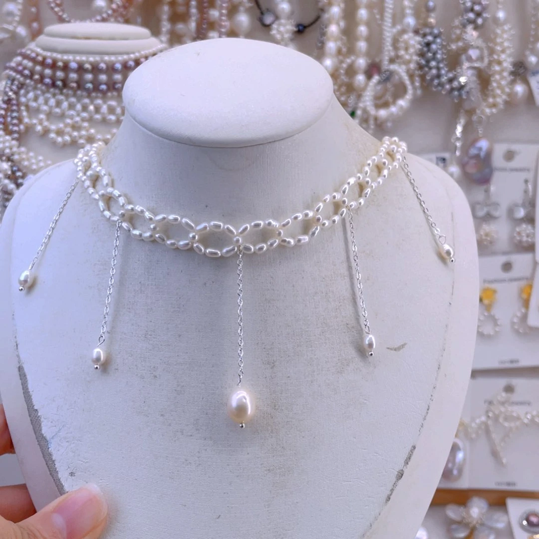 未镶嵌耳饰淡水珍珠项链