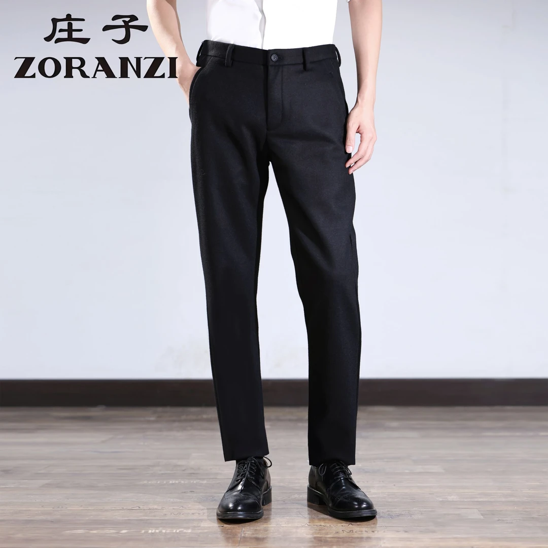 ZORANZI/庄子男装透气潮直筒宽松商务休闲常规款高腰长裤ZML3907Y