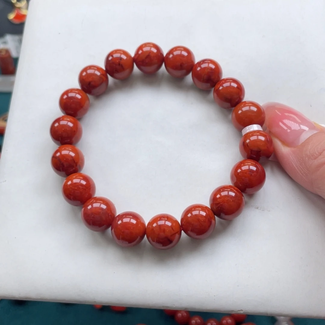 南红玛瑙未镶嵌瓦西南红满肉虎皮纹单圈11+mm