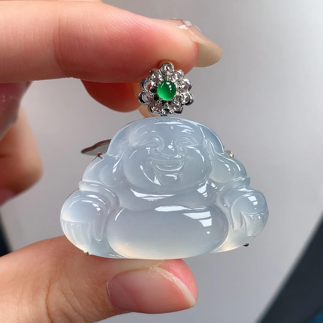 吊坠(不含链)18K金镶嵌翡翠