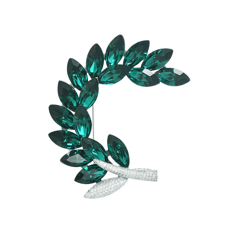 0798绿色麦穗花环时尚胸针