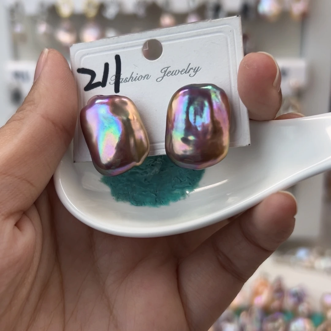 淡水珍珠耳饰银S925镶嵌