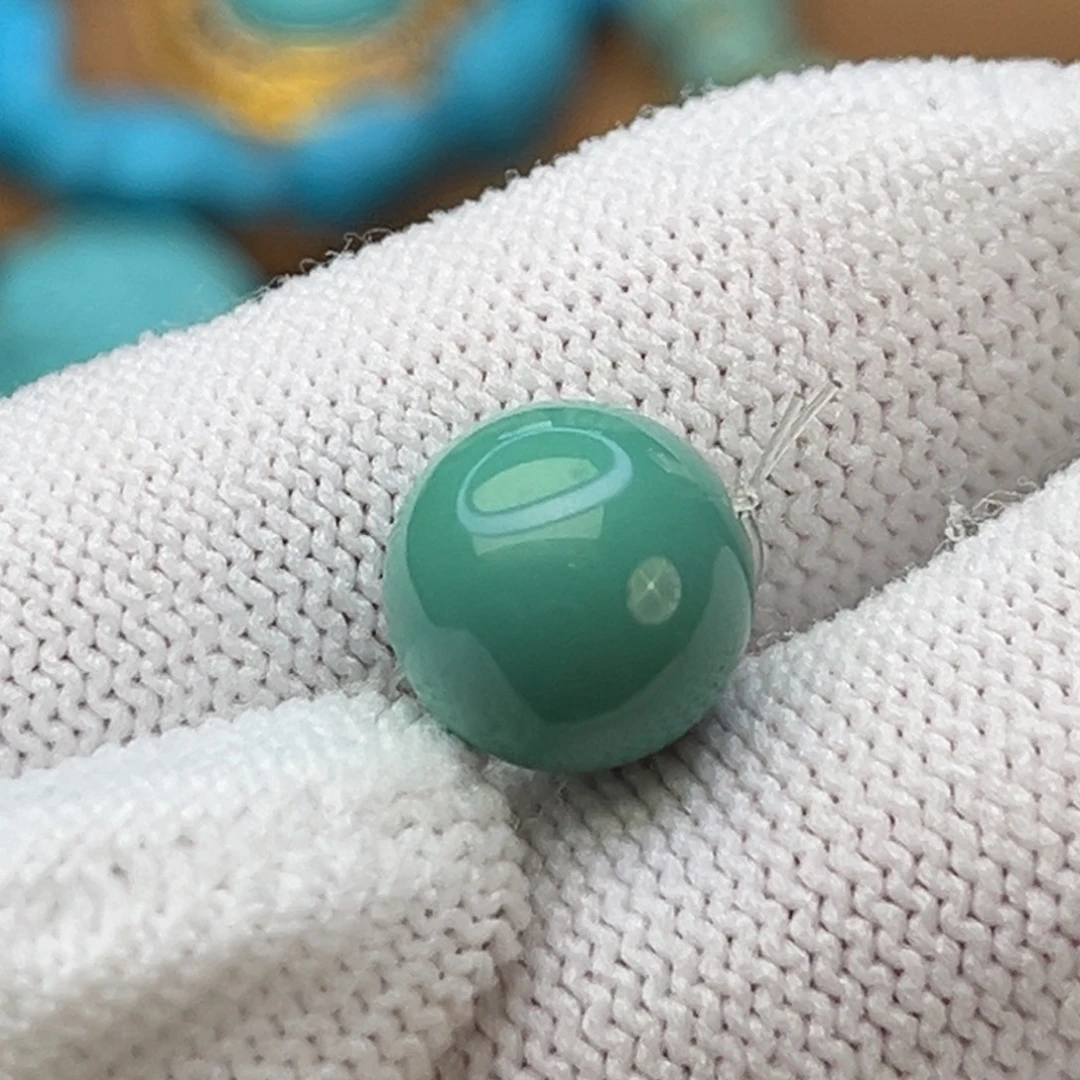 绿松石未镶嵌珠宝奇石玉化绿圆珠