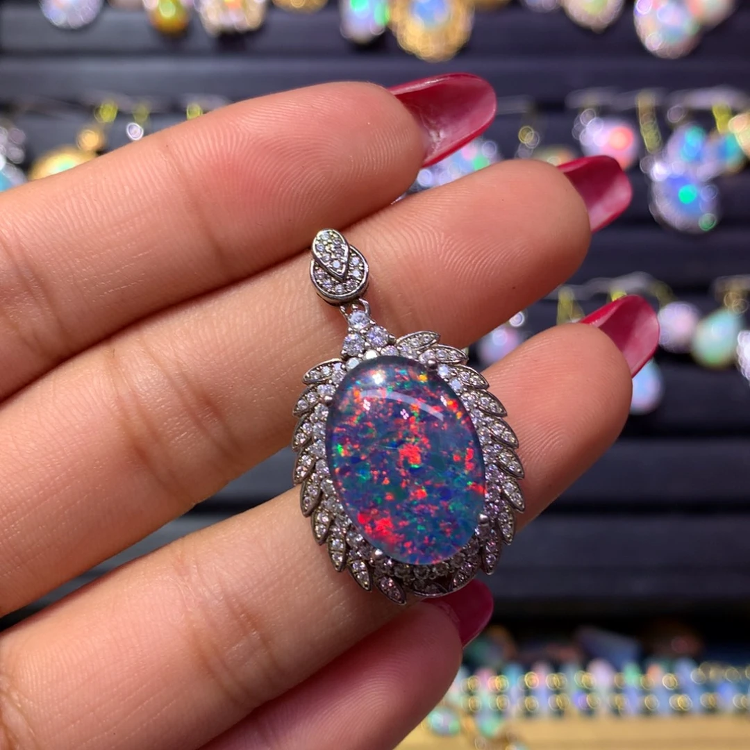 欧泊银S925镶嵌澳洲拼合 吊坠款